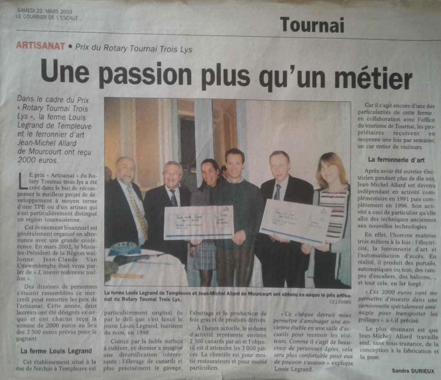 Article de journal famille Allard